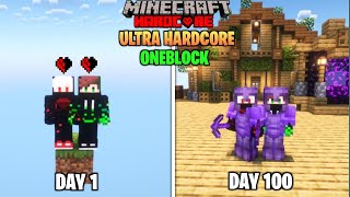 We Survived 100 Days In ULTRA HARDCORE ONEBLOCK In Minecraft Hardcore  Duo 100 Days [upl. by Marola854]