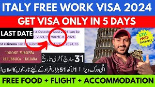 Italy free Work permit visa 2024  Italy Work Visa 2024  Italy very Big offer  Job in Italy 2024 [upl. by Judsen]