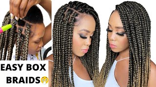 🔥SUPER EASY BOX BRAIDSRUBBER BAND METHOD TENSION FREE  CROCHET METHOD Protective Styles  Tupo1 [upl. by Hasseman]