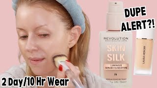 NEW Makeup Revolution SKIN SILK SERUM FOUNDATION Review  Wear Test  Laura Mercier Dupe [upl. by Ollayos441]