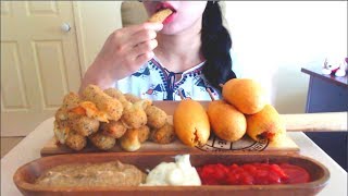 ASMR CORN DOGS amp MOZZARELLA CHEESE STICKS  EATING SOUNDS  NO TALKING [upl. by Eerot]