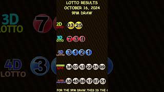 Lotto Result Today 900 pm draw October 16 2024 shorts [upl. by Einwahr]