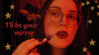 ASMR Vampire Mirror Makeup Application brushing tapping spraying whispering [upl. by Ahsitak]