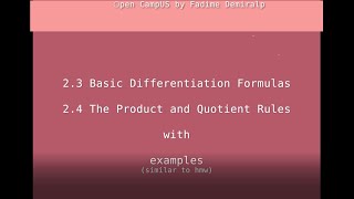 Calculus I  Derivative Rules amp Examples 23 and 24 [upl. by Nessaj40]