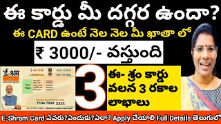 EShram Card ఎవరుఎందుకుఎలాApply చేయాలి Full Detailed Video3 Benifits of EShram cardupdategovt [upl. by Liana308]