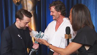 Kieran Culkin Reacts to Pedro Pascal’s Desire to Kiss After SAG Award Win Exclusive [upl. by Fiann271]