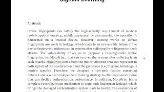 MotoPrint Reconfigurable Vibration Motor Fingerprint via Homologous Signals Learning [upl. by Ashbey]