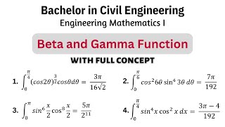 Beta Gamma Function with full concept  Engineering Mathematics I  Bachelor in Civil Engineering 2 [upl. by Fiorenza347]