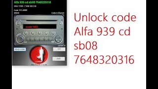 unlock code Alfa 939 cd sb08 7648320316 [upl. by Abagail]