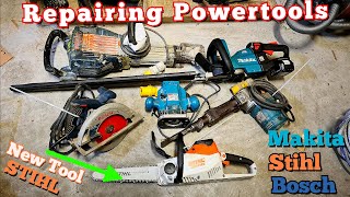 Repairing some old and new power tools from old Makita to new Stihl cordless chainsaw [upl. by Wagshul]