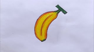 Very Easy Banana Drawing In 3 minutes  Simple Fruit ColouringVery [upl. by Assirehc608]