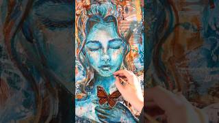 Watch this expressive abstract become a surreal portrait ✨️🖌 artshorts painting mixedmedia [upl. by Jennee39]