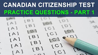 CANADIAN CITIZENSHIP TEST  PRACTICE QUESTIONS  PART 1 [upl. by Atterg]