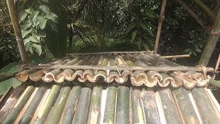 Primitive Technology Bamboo roof shelter [upl. by Eamaj]