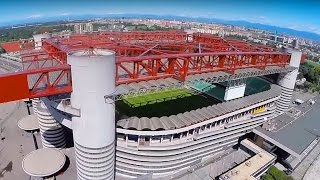 San Siro football stadium drone flight  Milan AC Milan Inter Milan [upl. by Ahsaya296]