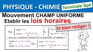 Mouvement dans un champ uniforme établir les équations horaires Terminale spé physique [upl. by Yale]