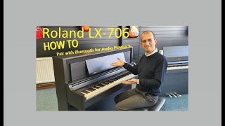 Roland LX706 Digital Piano  How to Pair Bluetooth for Audio Playback  Rimmers Music [upl. by Alyk]