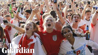 England fans in Hyde Park celebrate Kieran Trippiers goal against Croatia [upl. by Inahet]