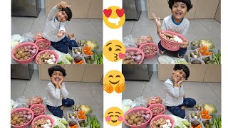 Reebaby arranging Vegetables rahat rahat trending food [upl. by Aimek]