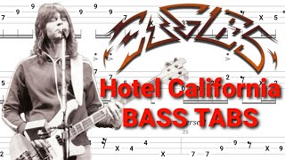 Eagles  Hotel California BASS TABS  Cover  Tutorial  Lesson [upl. by Aserehs258]