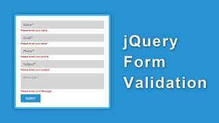 jQuery Form Validation  Form Validation Tutorial Using jQuery [upl. by Enneirdna617]