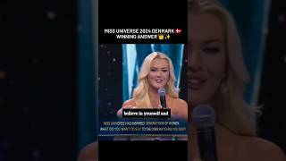 Miss universe 2024 Denmark 🇩🇰 winning answer 👑✨ missuniverse shorts [upl. by Eicirtap]