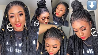 ITS A WIG LACE FRONT WIG MICRO CORNROW BOX BRAID How to find cheap braided lace front wigs [upl. by Jochebed687]