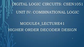 module4lecture41 Higher order decoder Design [upl. by Oirevlis431]