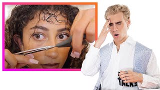 Hairdresser reacts to girls cutting their curly bangs gone wrong [upl. by Inttirb]