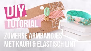 Sieraden maken Zomerse armbandjes met kauri schelpjes en elastisch lint ♡ DIY [upl. by Kori]