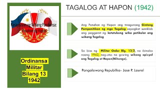 KALAGAYAN NG WIKA SA PANAHON HAPON  ANO ANG PILIPINO BILANG WIKA [upl. by Auqenehs130]