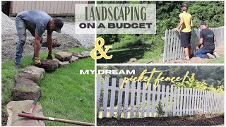 DIY Landscaping with Rocks  Retaining Wall Idea  Picket Fence Garden  Landscaping on a Budget [upl. by Yerffoej]