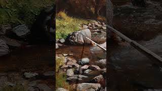 Painting a quiet little cascade in oils oilpainting artdaily landscapepainting [upl. by Killen325]