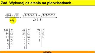 Wykonaj działania na pierwiastkach  Zwróć uwagę na mianownik  MatFiz24pl [upl. by England]