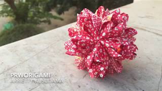 Arrietty Kusudama  PrwOrigami Folding Tutorial 【くす玉・折り紙】 [upl. by Ivel]