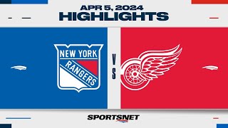 NHL Highlights  Rangers vs Red Wings  April 5 2024 [upl. by Wattenberg]