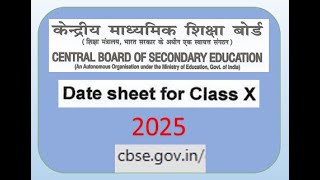 CBSE Class 10 Date Sheet 2025 Official from CBSE website Class 10 Exams 2025 FocusEducation432 [upl. by Ide]