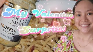 TRUFFLE AND CHEESE PASTA NUTELLA JELLY and HEART STRING POUCH  My Valentines Day Surprise [upl. by Iroc]