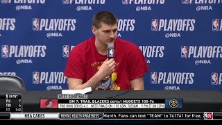 Nikola Jokic cry on Postgame Conference  Denver Nuggets loss to Porland Trail Blazers 96100 [upl. by Dagny]