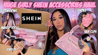 HUGE GIRLY SHEIN ACCESSORIES HAUL  40 items purses shoes jewelry iPad cases amp more [upl. by Aruabea]