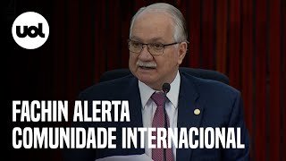 Fachin afirma que comunidade internacional deve estar ‘alerta’ às acusações sobre sistema eleitoral [upl. by Ayar297]