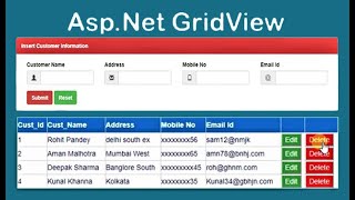 InsertUpdateDelete and Select data in Gridview  AspNet C easy step [upl. by Ppilihp]