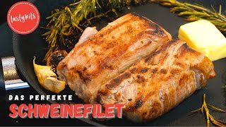 Das perfekte SCHWEINEFILET zubereiten  so wird es rosa saftig amp lecker [upl. by Anelrac]