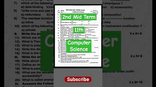 11th Computer Science 2nd Mid Term Question Paper exam [upl. by Enilekcaj]