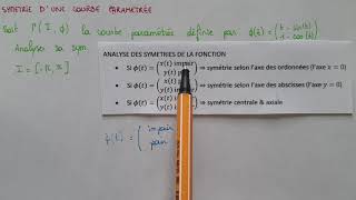 SYMÉTRIE dune COURBE PARAMÉTRÉE  Méthode amp Exemple  MATHS  Bac1  Bac2 [upl. by Corb879]