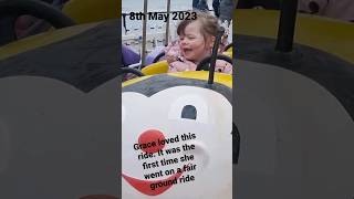 Grace first time on a fair ground ride 8th May 2023 filey beach beachfairgroundride may2023 [upl. by Morrie]