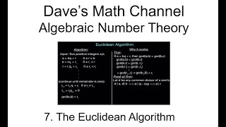 Algebraic Number Theory Lesson 7 The Euclidean Algorithm [upl. by Eenahs]