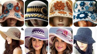 gorros de mujer a crochet con flores 🌹🌺 ideas de patrones [upl. by Akinert678]