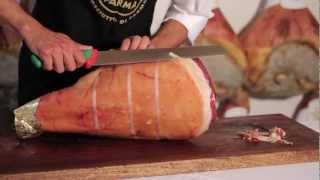 English Tutorial Preparing and slicing Parma Ham [upl. by Artie161]