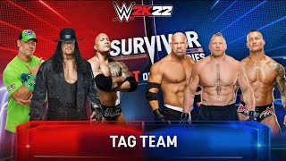 Undertaker  John Cena  The Rock vs Brock Lesnar  Goldberg  Randy Orton 3v3 Tag Team  WWE 2K22 [upl. by Noxin]